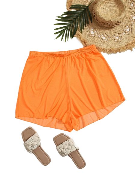 

plus plain cover up shorts b8sg#, Black