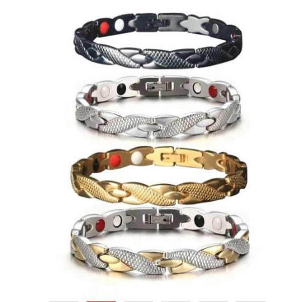 

dragon pattern twisted healthy magnetic magnet bracelet for women power therapy magnets bracelets bangles for women men gc1313, Golden;silver