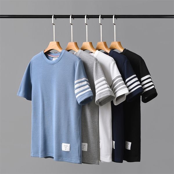 

short t-shirt summer high-end quick drying four bar half sleeve loose round neck shirt men's, White;black