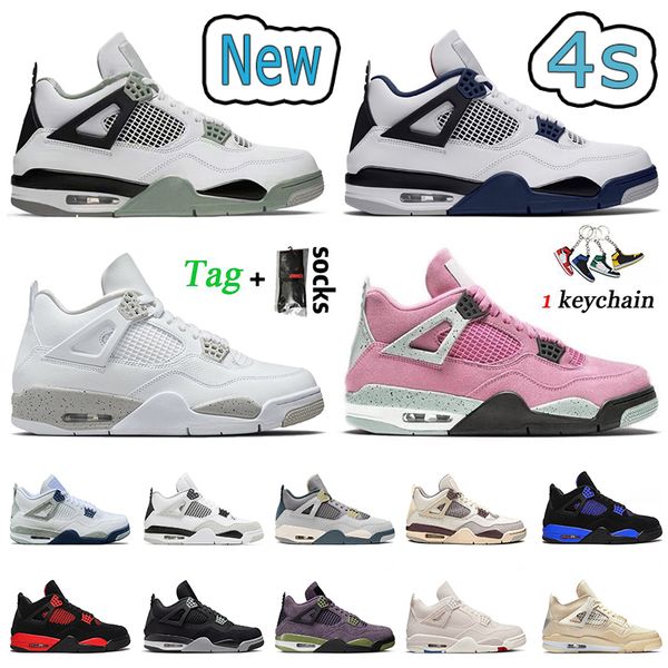 

new fashion retro basketball shoes 2022 women mens 4 seafoam midnight navy jumpman 4s craft university sail pink white oreo sneakers