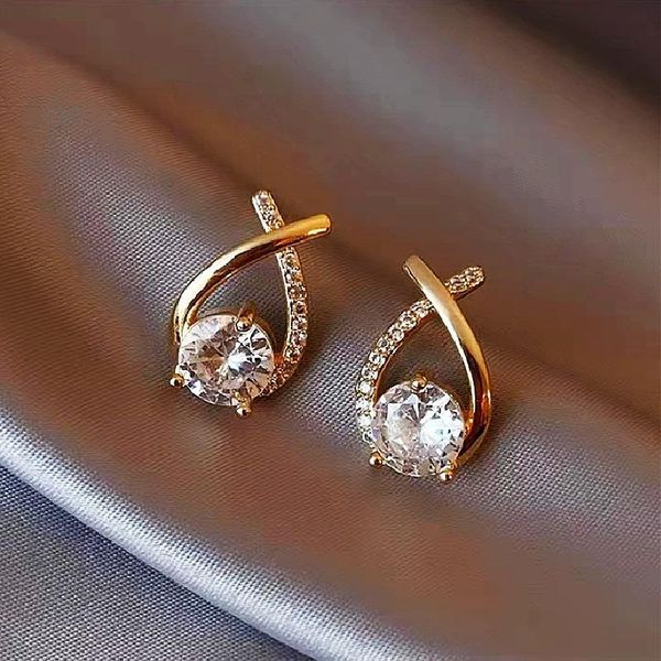 

stud korea fashion gold silver color cross crystal drop earrings for women elegant cute pearl brincos jewelry, Golden;silver
