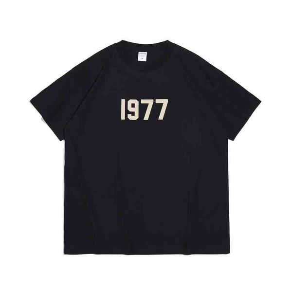 

50% discount thread american style fog double essentials 1977 flocking printing high street loose men's short sleeve t-shirt factory sa, White;black