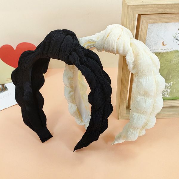 

new bubble fold high skull headband simple versatile wide side hairpin press hair show face small headwear, Silver