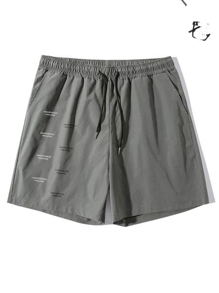 

men letter graphic drawstring waist shorts 44iq#, White;black