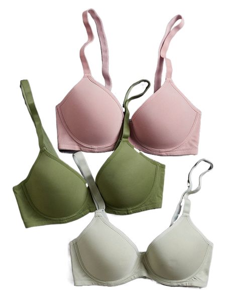 

3pack microfiber super push up soft cup bra set l6u0#, Black;red