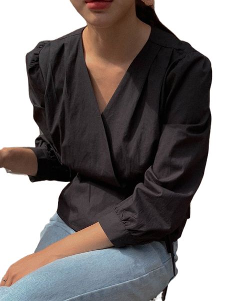 

dazy tie side wrap blouse k1yo#, White