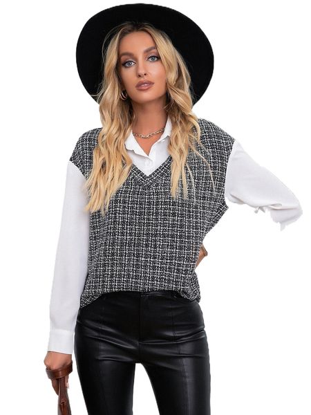 

plaid tweed 2 in 1 i2cw#, White