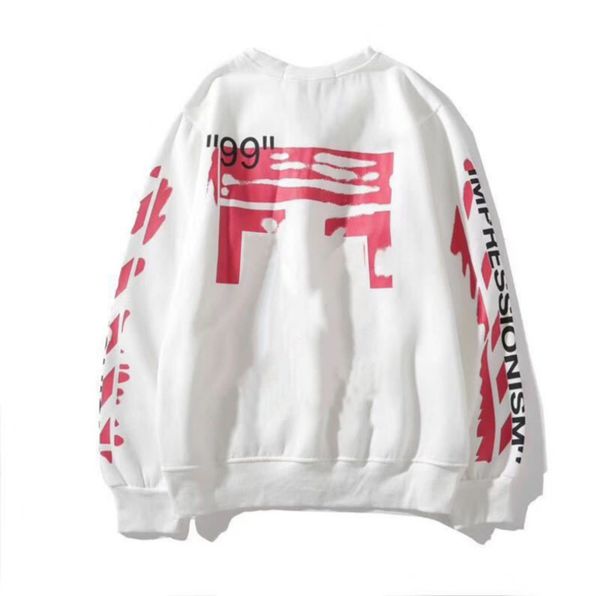 

loose mens classic offs sweatshirts designer hoodies pullover hip hop oil paint back arrow x men women hooded casual hoodie black white jac
