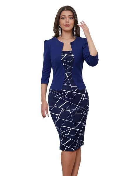 

geo print 2 in 1 dress 13lf#, Black;gray