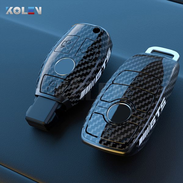 

abs carbon fiber style car key case cover shell fob for mercedes benz a b c e s class w204 w205 w212 w213 w176 glc cla amg w177