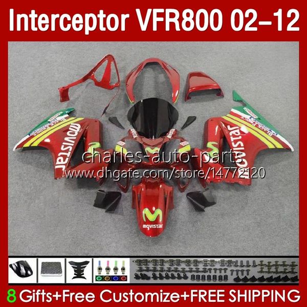 Carenature per HONDA Interceptor VFR800 VFR 800 RR CC 800RR VFR800RR 02 03 04 05 06 07 Corpo 129No.91 800CC 2002 2008 2009 2010 2011 2012 VFR-800 02-12 Carrozzeria Rosso Movistar