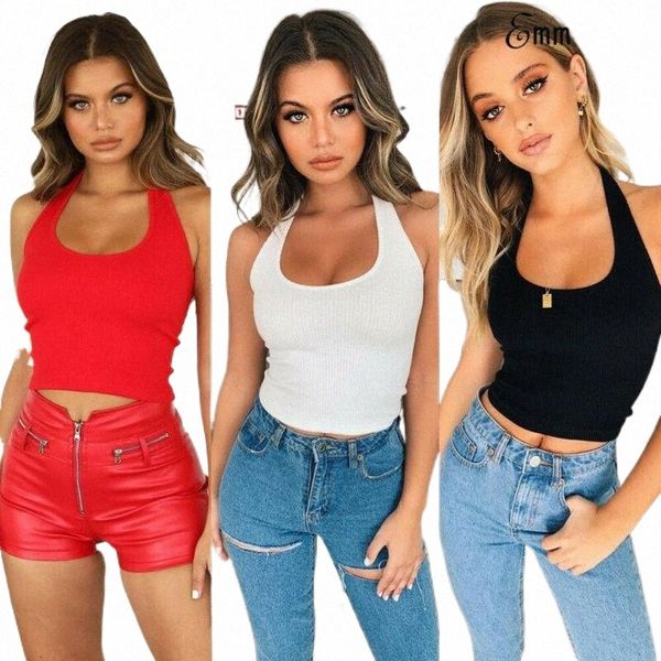 

women's tanks & camis women sleeveless crop backless vest halter tank short blouse t-shirt s9v0#, White