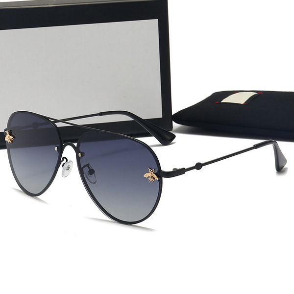 Luxe designer Zonnebril vrouw gepolariseerde UV bescherming drving Sunglass man bee retro randloze zonnebril mannen vrouwen strand lenzenvloeistof brillen met doos en etui