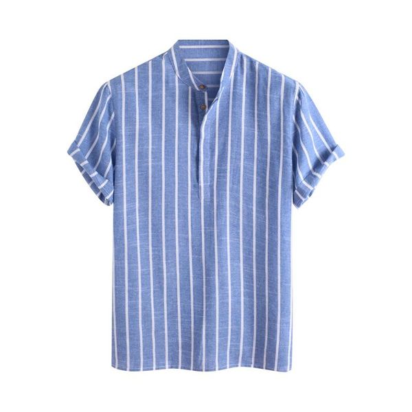 

men's casual shirts men 2022 cotton short sleeve mens summer autumn striped slim fit stand collar shirt male clothes plus size 5xl, White;black