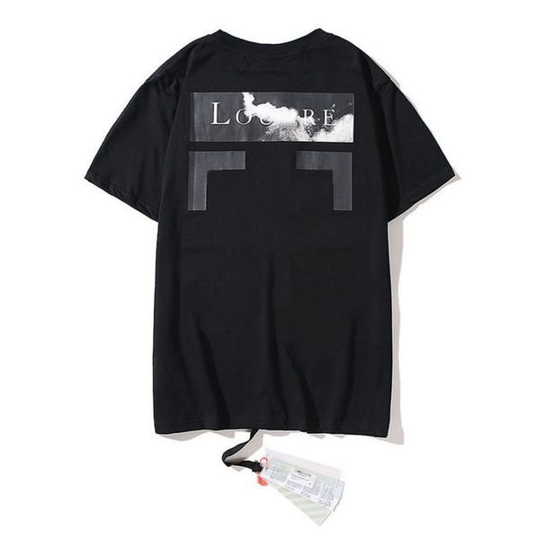 

fashion classic brand mens t shirts offs summer designer women loose tees quality t-shirt letter arrow oil painting black white tshirts lux, White;black