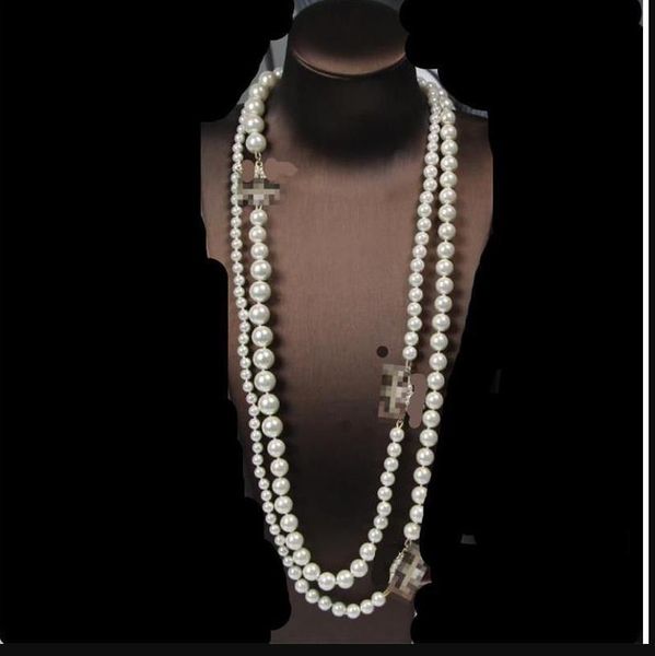 

popular fashion pearl sweater chain beaded necklace for women party wedding jewelry for bride, Silver
