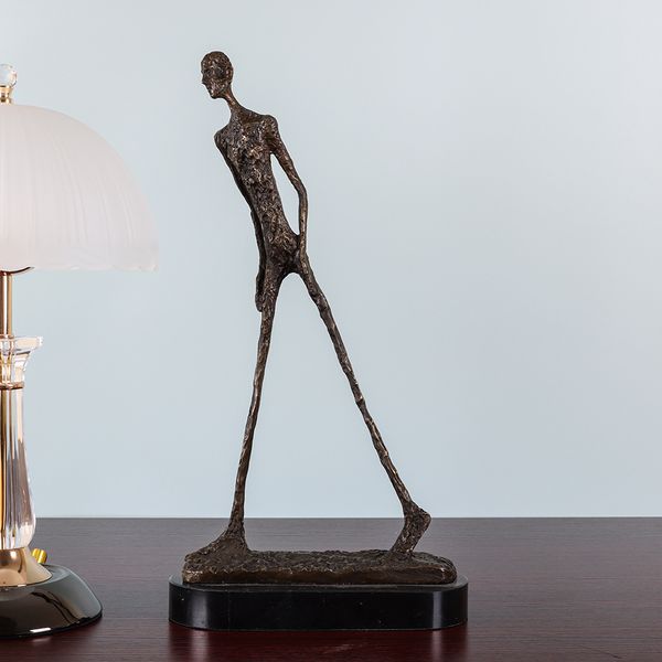

giacometti sculpture bronze famous walking man statue reproduction abstract skeleton art home decor, Silver