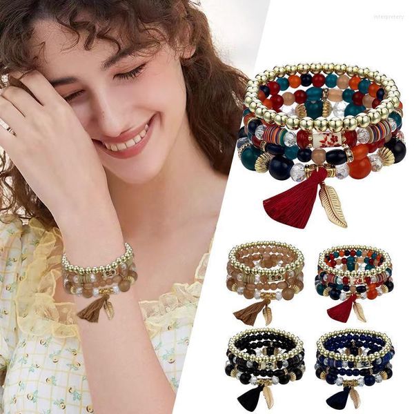 Bracciale rigido Bracciali di perle nere per donna Orologi da uomo Perline impilabili digitali Donna Uomo Orecchini a clip elasticizzati con perno Bangle Inte22