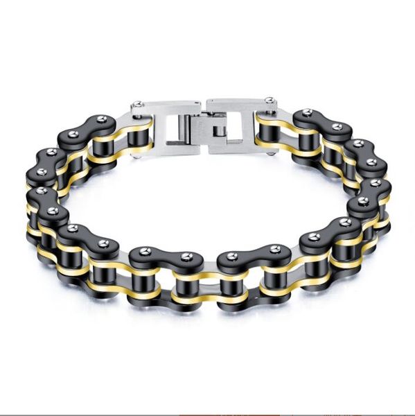 

hip hop bracelet vintage bicycle stainless steel chain personalized versatile men's, Golden;silver