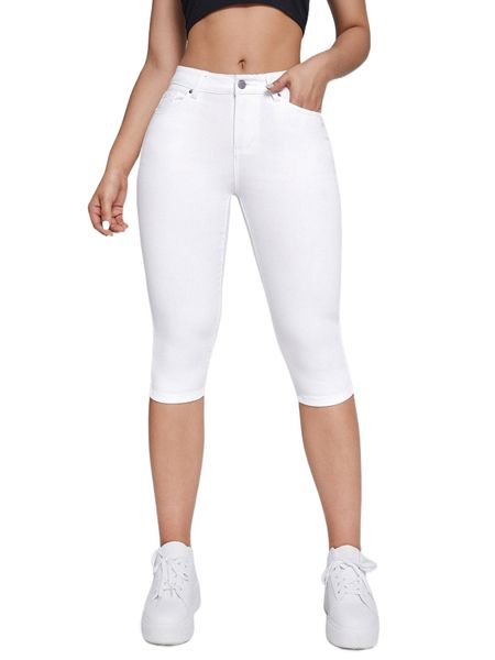 

zip fly capri skinny jeans 44ps#, Blue