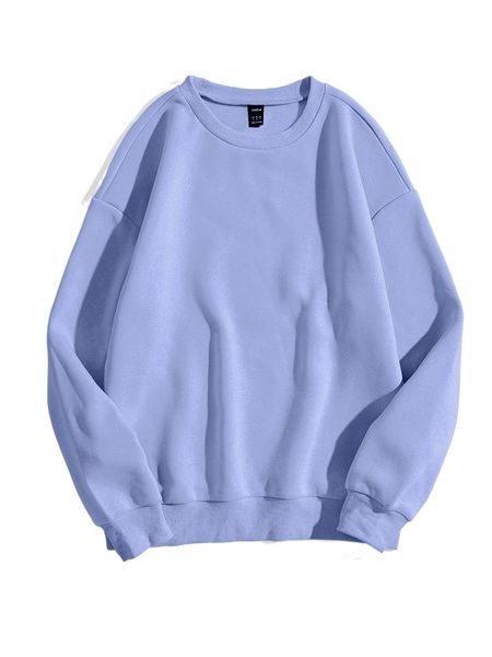 

solid round neck sweatshirt 63dy#, Black