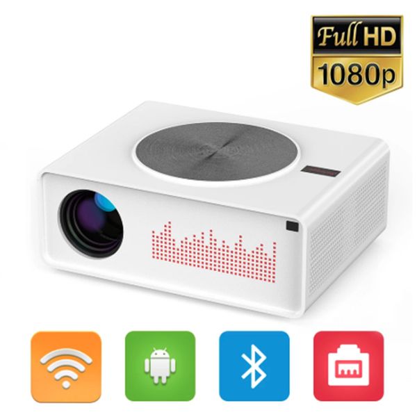 Heimkino-Q10-Projektor, Full HD 1080P, 1920 x 1080, Android 8.0, LED-Video-Beamer, unterstützt 4K Bluetooth 5G WIFI