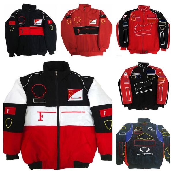 

locomotive Clothes F1 Racing Jackets Autumn and Winter Full Embroidery Cotton Clothing Spot Sales, Red