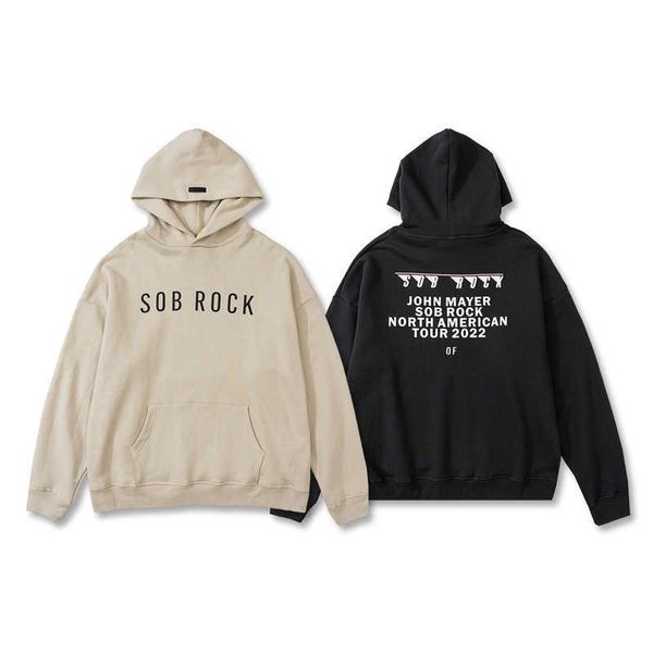 

22fw autumn winter oversize usa rock singer collaborate hoodie skateboard over size high street hoody men women streetwear hooded, Black;brown