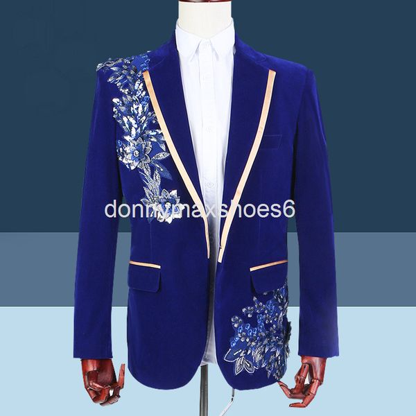 

men's suits & blazers sequin suit mc casual studio po groom wedding dress, White;black