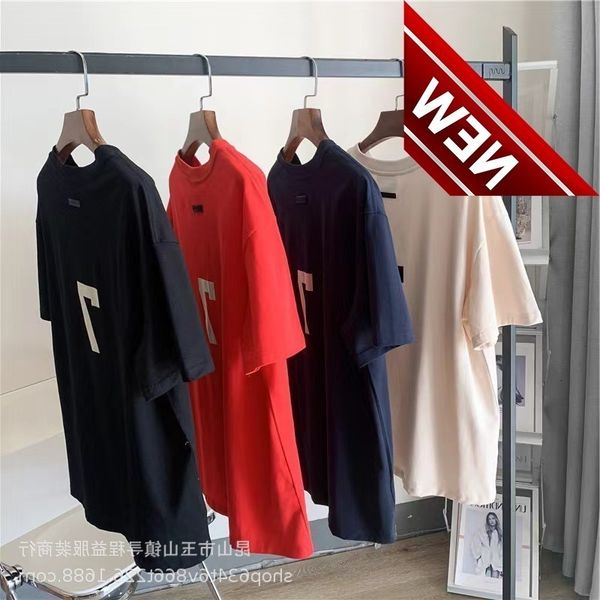

new fog essentials season 7 flocking no. 7 short sleeve casual loose couple round neck women's t-shirt, White;black
