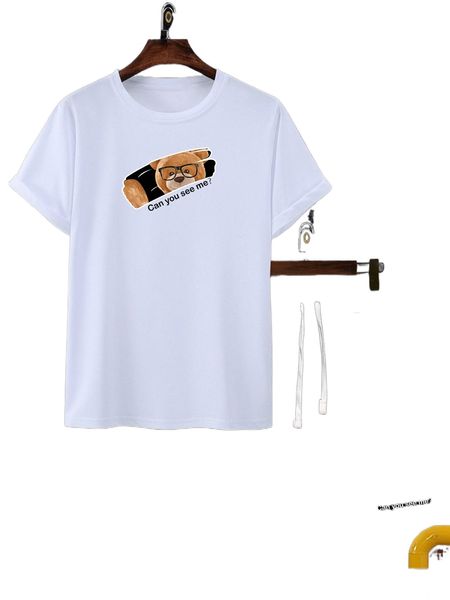 

men bear & slogan graphic tee & drawstring waist shorts u8qs#, Gray
