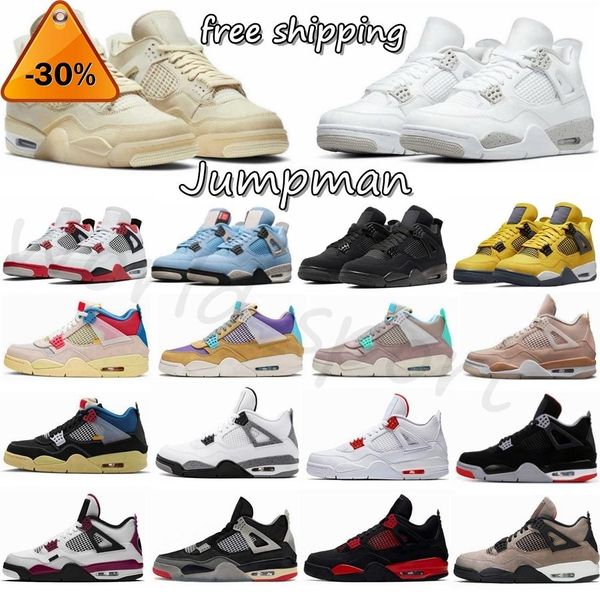 

jumpman 4 4s men high basketball shoes white sail oreo hyper royal guava ice university blue obsidian shadow dutch green fire red men women, Black