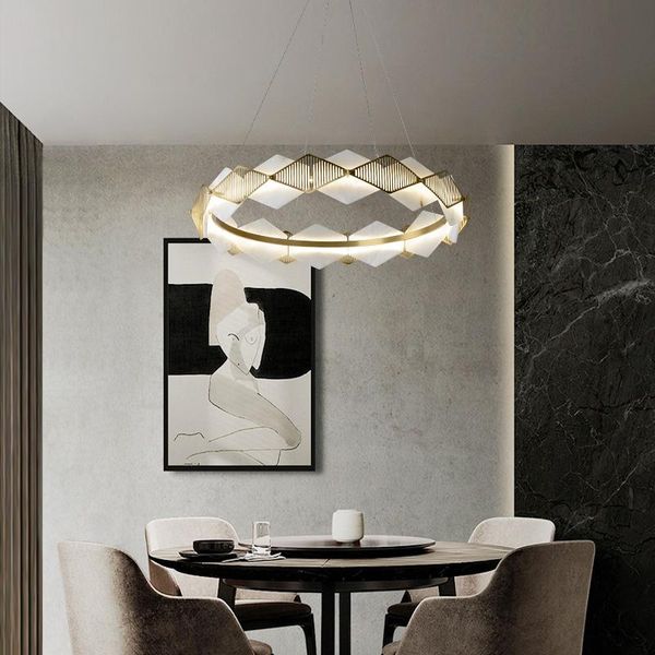 Lampade a sospensione Lampadario in marmo in stile cinese Lampada da soggiorno di lusso Lampada da ristorante Semplice e moderna