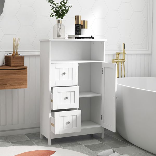 

toilet supplies bathroom standing storage cabinet with drawers and door white