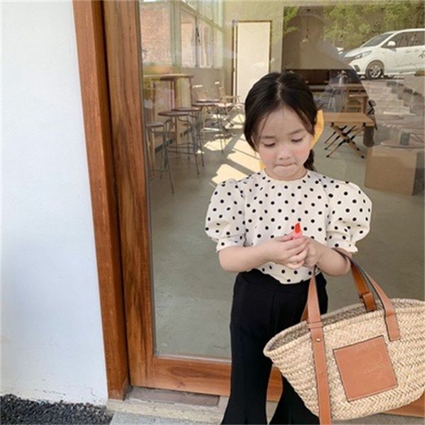 

summer arrival girls dot blouses kids blouses 220808, White;black