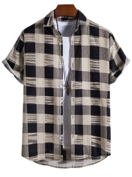 

men plaid high low shirt without tee h9sb#, White;black