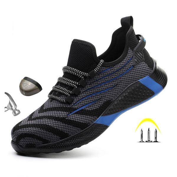 

lightweight breathable men safety shoes steel toe work shoes for men anti-smashing construction sneaker with reflective 220809, Black;brown