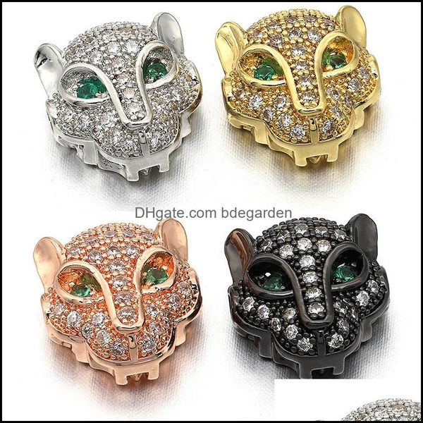 

charms jewelry findings components new trendy cz pave leopard head charm for diy bracelet making drop d dhsjw, Bronze;silver