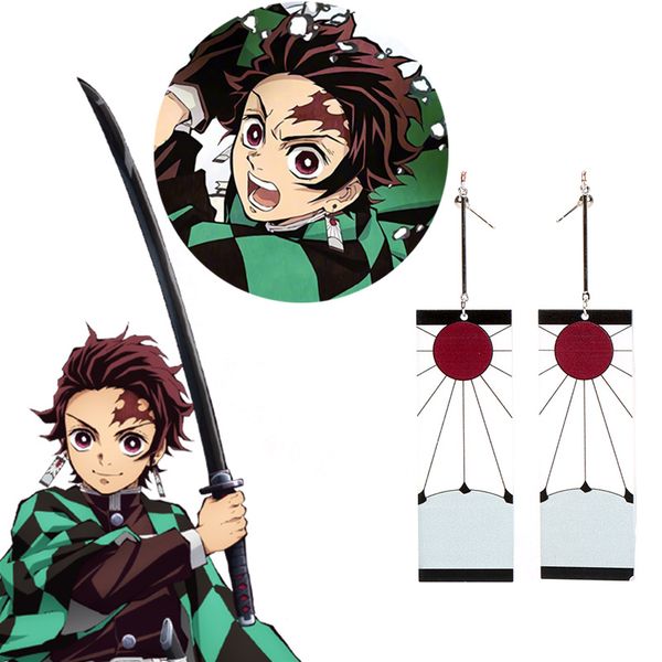 

anime demon slayer kimetsu no yaiba tanjirou kamado earrings cosplay pvc action figure toy 220602