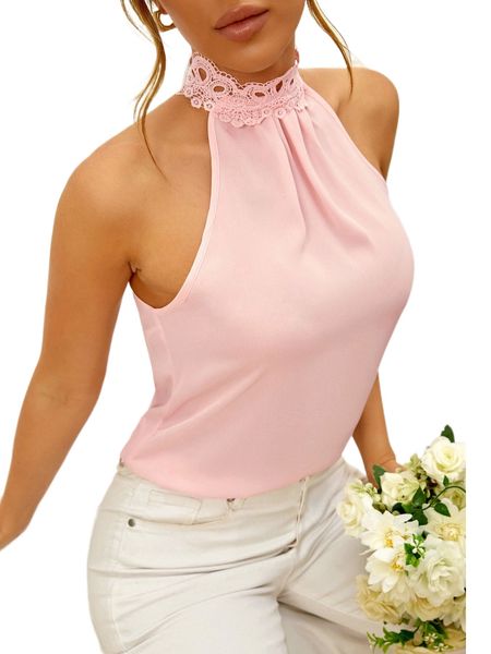 

guipure lace insert keyhole back blouse x5fy#, White