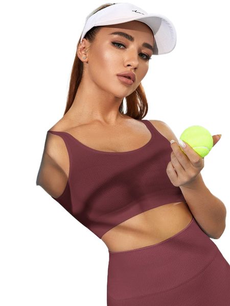 

medium support solid padding sports bra v8ru#, Gray