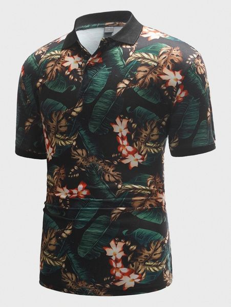 

men tropical print polo shirt y8sd#, White;black