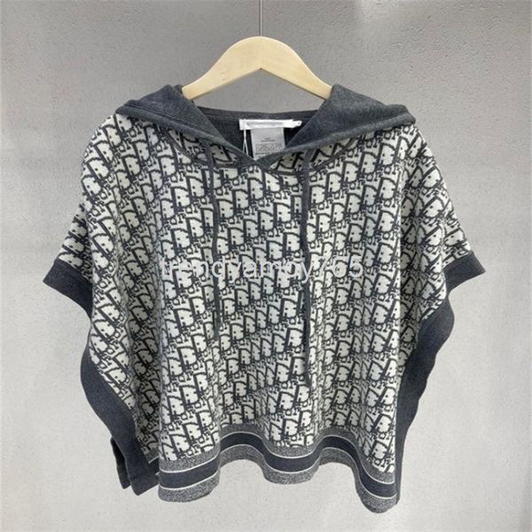 

women's knits & tees d home sweater hooded double-sided cloak round neck pullover bat shawl old flower cashmere letter vest female, White