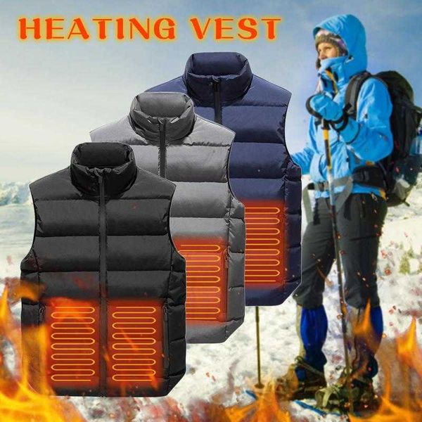 

vests mens men's turtleneck solid color sleeveless outdoor warm heated jackets charging coat male vest clothing, Black;white