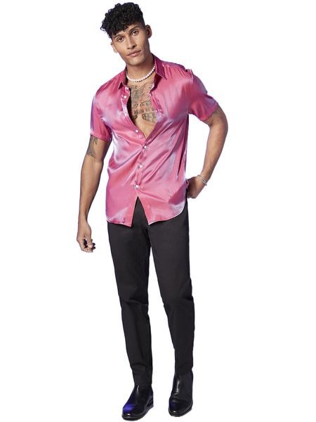 

men single breasted shirt 97tq#, White;black