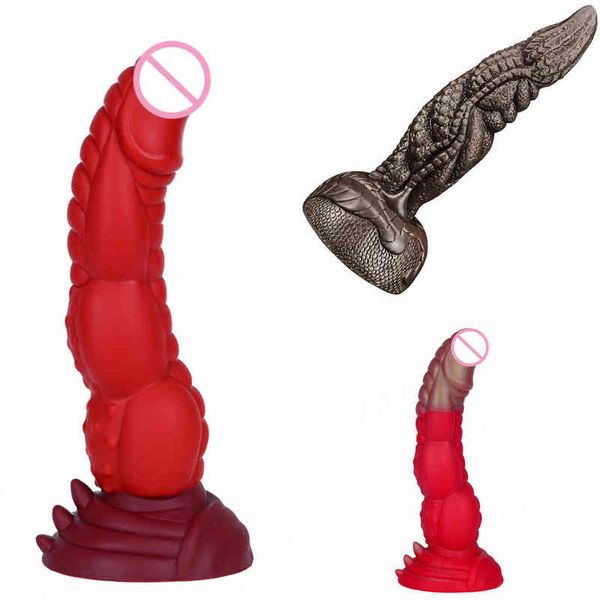 Nxy Drago Vibrador Silicone Realista Com Forte Ventosa Monstro Pnis Anal Plug Adulto Brinquedo Do Sexo Para As Mulheres Mo-livre 220418