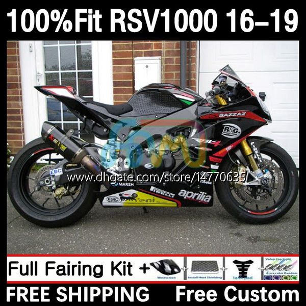 Molde de injeção Corpo para Aprilia RSV4 RSV 1000 RSV-1000 RSV1000R 16-19 Bodywork 5DH.70 RSV1000 R RR 16 17 18 19 RSV1000RR 2016 2017 2018 2019 OEM Fairing Shark Black