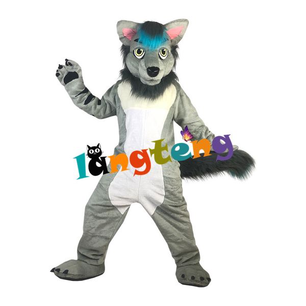 

mascot doll costume 1045 grey fox wolf husky dog animal mascot costume for party, Red;yellow