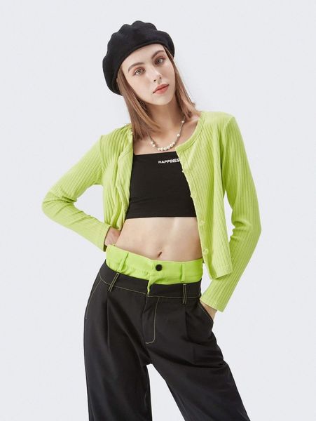 

geo button placket rib-knit tee c2s6#, White