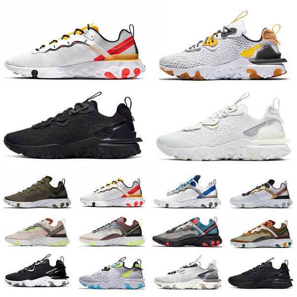 

react vision 87 55 mens running shoes triple black iridescent olive vast grey honeycomb worldwide schematic tour yellow 55s 87s men women
